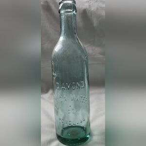 Diamond Soda Waterco. Honolulu Vintage Hawaii Sida  Bottle - Aqua